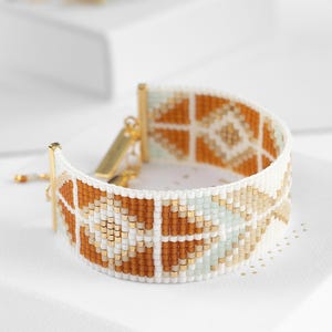 Etnisch weefgetouw armbandpatroon, Native American kraal weefgetouwpatroon, Miyuki Delica armband, geometrische instant download kraalpatroon - Sienna