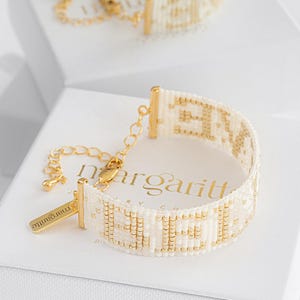 Believe Bracelet, Miyuki Loom Bracelet Pattern, Gold Bead Loom Pattern, Miyuki Delica Bracelet - Believe