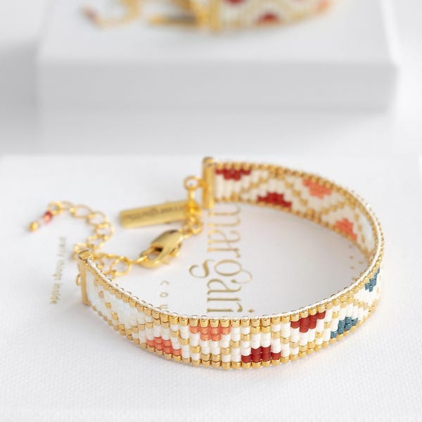 Armbandpatroon geometrisch weefgetouw, modern abstract kraalweefgetouwpatroon, Miyuki Delica-armband, kraalpatroon instant download - Boryana