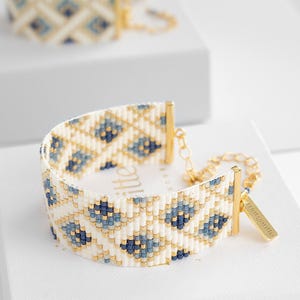 Geometric Loom Bracelet Pattern, Abstract Bead Loom Pattern, Miyuki Delica Bracelet, Cross Stitch Instant Download Pattern - Alice