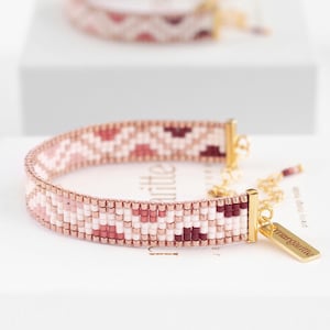 Pink Rose Gold Bead Loom Pattern, Geometric Loom Bracelet Pattern, Modern Abstract Bead Loom Pattern, Miyuki Delica Bracelet - Jacqueline