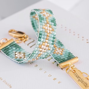 Emerald Bead Loom Pattern, Miyuki Bracelet Pattern, Geometric Loom Bead Pattern, Miyuki Delica Bracelet, Instant Download - Jolie