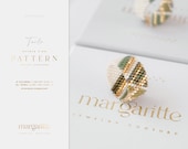 Peyote Ring Pattern, Miyuki Jewellery Pattern, Even Peyote Ring Pattern, Gold Green Pattern Ring - Tuilë