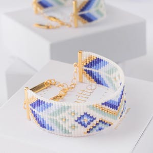 Miyuki Loom Bead Pattern, Beaded Bracelet Pattern, Brick Stitch Pattern, Violet Mint Seed Bead Bracelet - Noemi image 2