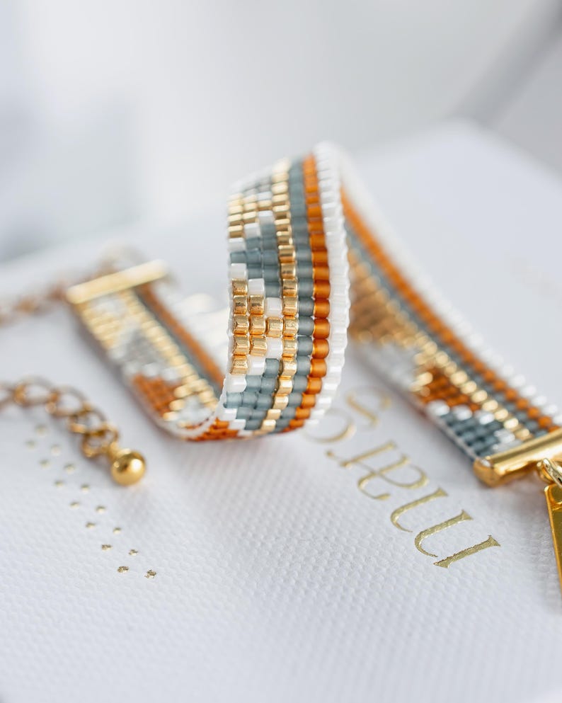 Geometric Loom Bead Pattern, Miyuki Delica Chart, Bead Loom Diagram, Easy Loom Bead Bracelet Chart, Art Deco Jewellery - Arianne image 3