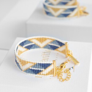 Miyuki Loom Bracelet Pattern, Geometric Bead Loom Pattern, Miyuki Delica Bracelet, Cross Stitch Art Deco Instant Download Pattern - Aria image 3