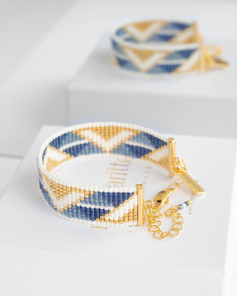 Miyuki Loom Bracelet Pattern, Geometric Bead Loom Pattern, Miyuki Delica Bracelet, Cross Stitch Art Deco Instant Download Pattern - Aria image 3