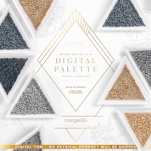 Pastel Miyuki Delica Bead Set, DIGITAL Miyuki Delica Color Palette, Blue Grey Gold Miyuki Delica - CP3