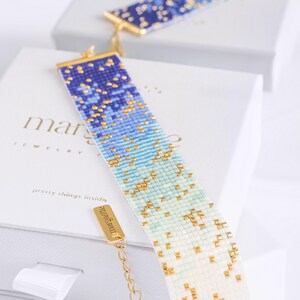 Patrón de cuentas Ombre Loom, patrón de pulsera Miyuki, patrón de punto ladrillo, pulsera de cuentas de semillas violeta y menta - Aurora imagen 6