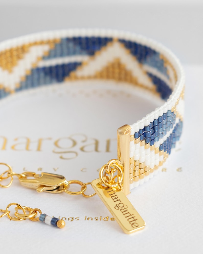 Miyuki Loom Bracelet Pattern, Geometric Bead Loom Pattern, Miyuki Delica Bracelet, Cross Stitch Art Deco Instant Download Pattern - Aria image 4