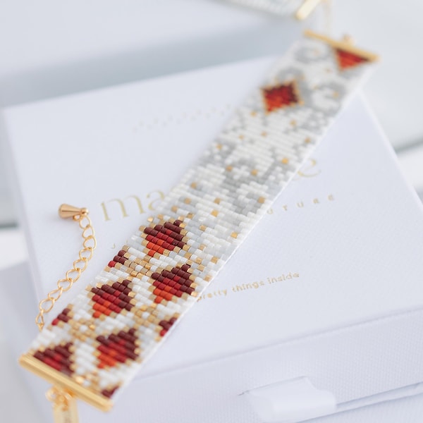 Pulsera Miyuki Delica • Joyería en telar de cuentas en PDF • Patrón de abalorios en telar • Maritza