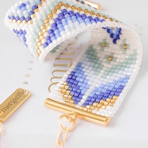 Miyuki Loom Bead Pattern, Beaded Bracelet Pattern, Brick Stitch Pattern, Violet Mint Seed Bead Bracelet - Noemi image 3