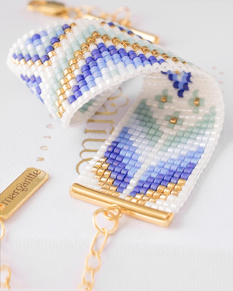 Miyuki Loom Bead Pattern, Beaded Bracelet Pattern, Brick Stitch Pattern, Violet Mint Seed Bead Bracelet - Noemi image 3