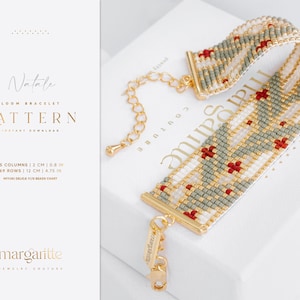 Patrón de telar de cuentas navideñas, pulsera Art Déco, pulsera Miyuki Delica, patrón de puntada cuadrada - Natale