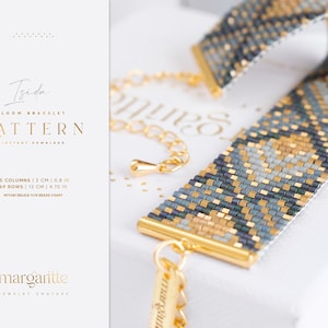Miyuki Bracelet, Loom Bracelet Pattern, Bead Loom Diagrame, Loom Bead Bracelet Chart, Art Deco Jewellery Isida image 5