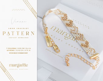 Gouden hart Miyuki Delica, Loom kralenarmband, eenvoudig armbandpatroon, gouden Loom kralenpatroon, Valentijnssieraden - Vianne