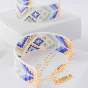 Miyuki Loom Bead Pattern, Beaded Bracelet Pattern, Brick Stitch Pattern, Violet Mint Seed Bead Bracelet - Noemi image 4