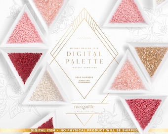 Pink Miyuki Delica Bead Set, DIGITAL Miyuki Delica Color Palette, Gold Red Miyuki Delica, Valentine Miyuki Delica - CP2