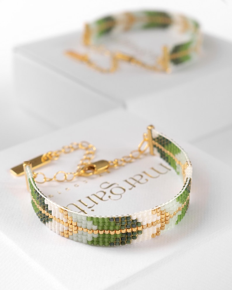 Patrón de telar de cuentas, patrón de pulsera Miyuki, patrón de telar geométrico de cuentas, pulsera Miyuki Delica, descarga instantánea - Adrianne imagen 4