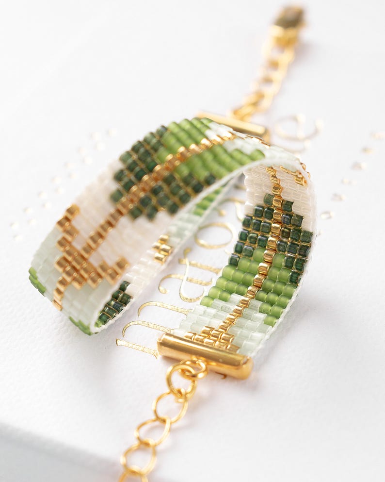 Patrón de telar de cuentas, patrón de pulsera Miyuki, patrón de telar geométrico de cuentas, pulsera Miyuki Delica, descarga instantánea - Adrianne imagen 3