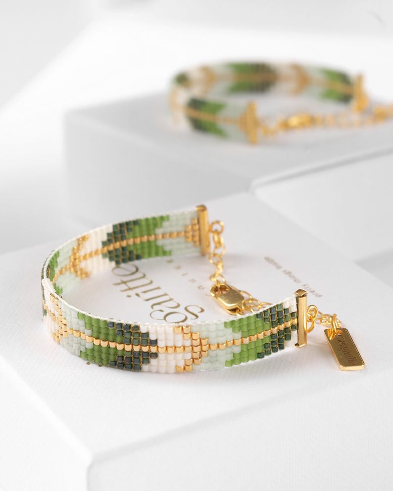 Patrón de telar de cuentas, patrón de pulsera Miyuki, patrón de telar geométrico de cuentas, pulsera Miyuki Delica, descarga instantánea - Adrianne imagen 1