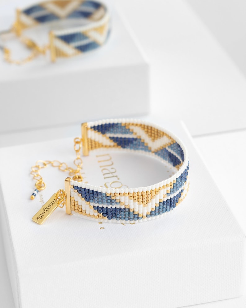 Miyuki Loom Bracelet Pattern, Geometric Bead Loom Pattern, Miyuki Delica Bracelet, Cross Stitch Art Deco Instant Download Pattern - Aria image 5