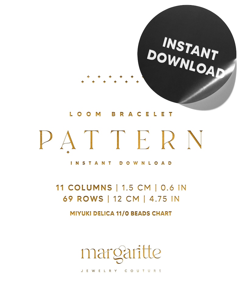 Miyuki Loom Bracelet Pattern, Geometric Bead Loom Pattern, Miyuki Delica Bracelet, Cross Stitch Art Deco Instant Download Pattern - Aria image 6