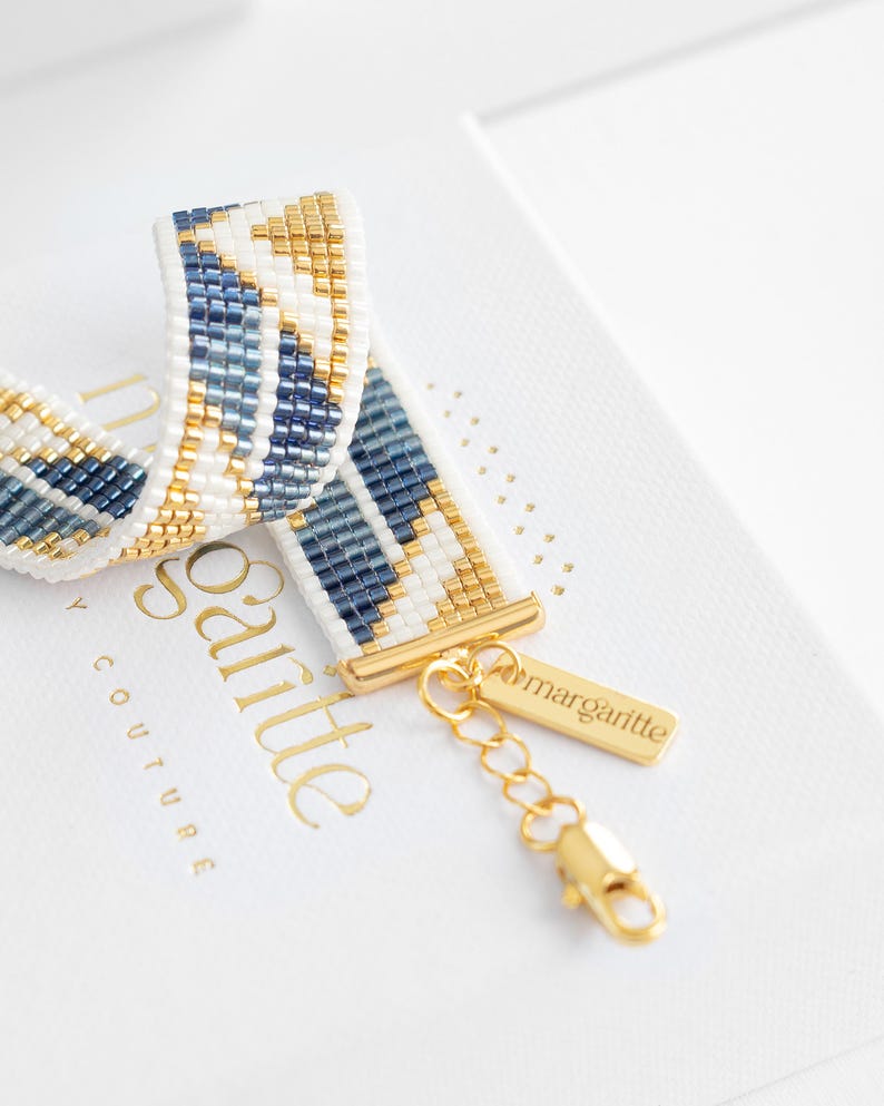 Miyuki Loom Bracelet Pattern, Geometric Bead Loom Pattern, Miyuki Delica Bracelet, Cross Stitch Art Deco Instant Download Pattern - Aria image 2