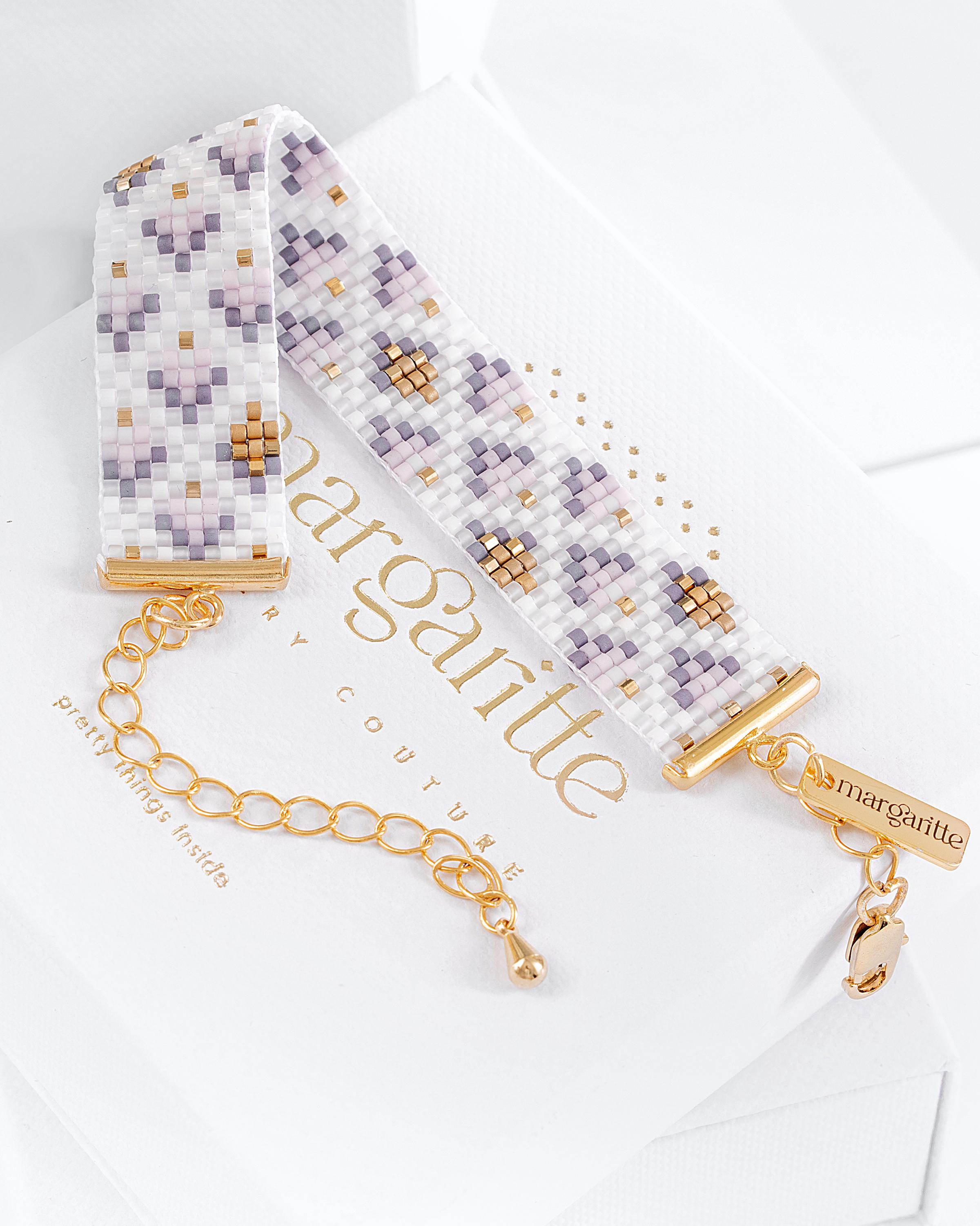 Miyuki Loom Bracelet Pattern, Geometric Bead Loom Pattern, Miyuki Delica Bracelet, Cross Stitch Art Deco Jewellery - Radost