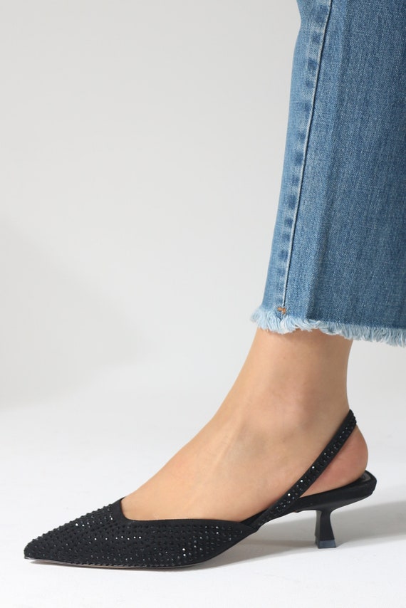 Amazon.com | youngshow Women's Pumps Comfortable Suede Black Heels for  Women Slip-On Low Heel Ladies Office Casual Dress Shoes Black 6.5 | Shoes