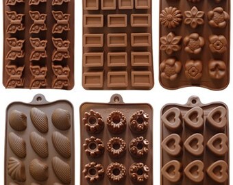 2 Pcs Silicone Praline Molds Flowers Rosettes Butterflies Bars Hearts Shells Each 15 Molds Chocolate Mold Praline Mold Ice Cube Mold