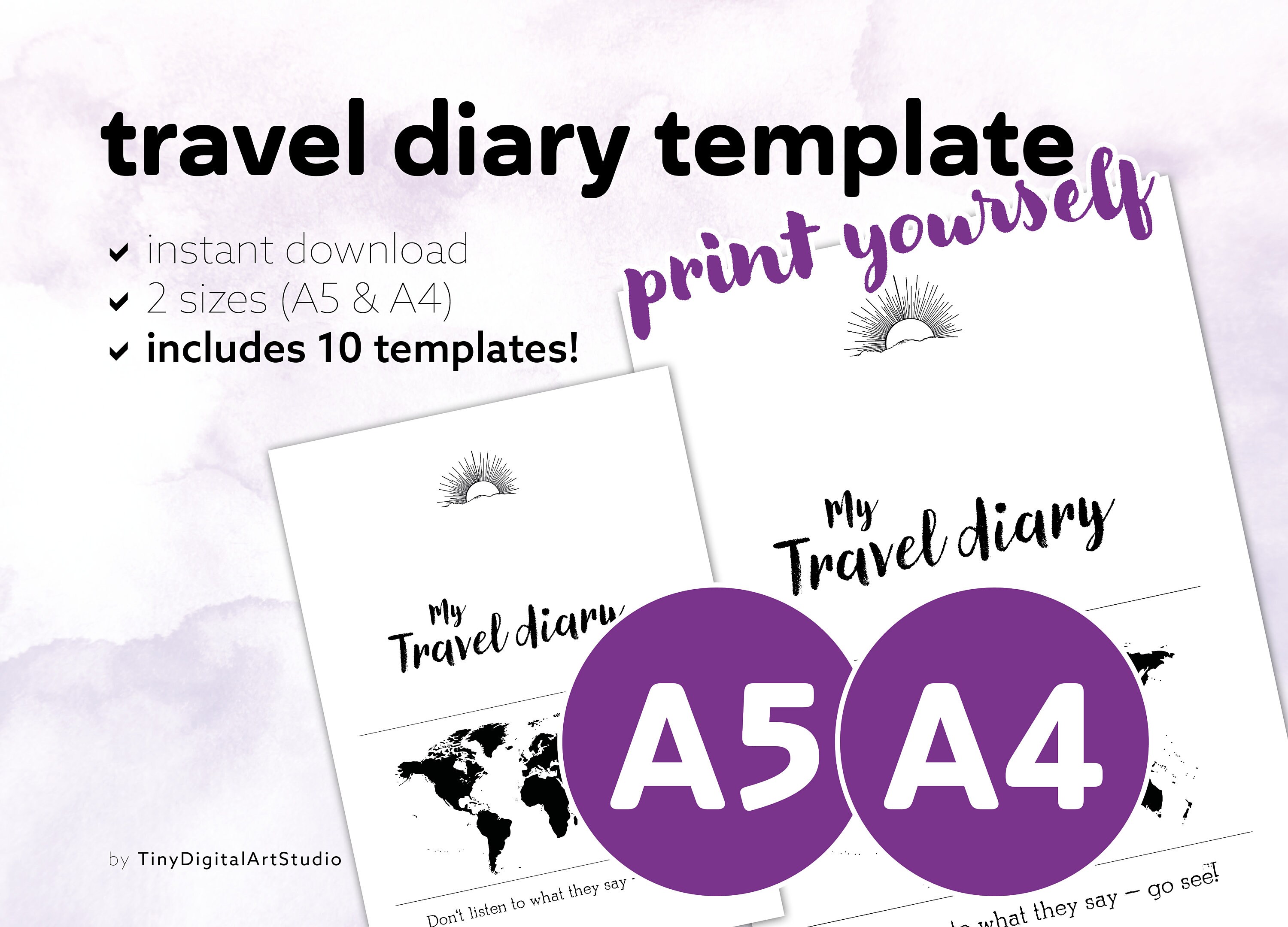 Printable Travel Journal Template, Download Includes 10 Vacation ...