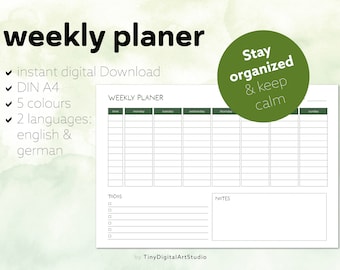 weekly planner, timetable, organisation-tool in DIN A4, planner