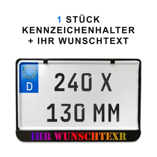 1 St Kennzeichenhalter 240 x 130 mm Moped, Traktor, Anhänger, Roller, Motorrad Text Farbig Wunschbeschriftung Beschriftung Name Firmenname