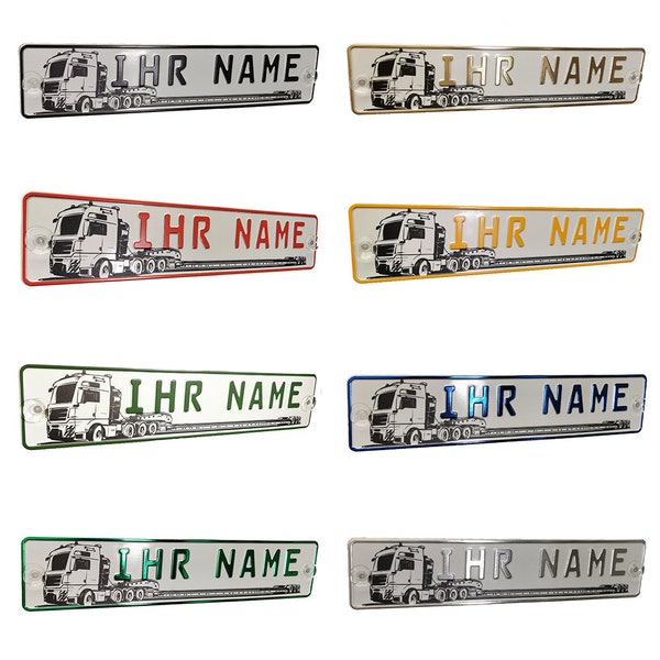 LKW Truck Fahrerschild Schild Namensschild Name oder Text Funschild Fun Schild Wunschtext AUTO Trucker Car, mit LKW Trucker Design