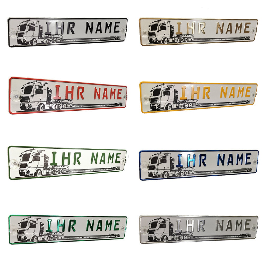 LKW Truck Fahrerschild Schild Namensschild Name oder Text Funschild Fun  Schild Wunschtext AUTO Trucker Car, mit LKW Trucker Design - .de