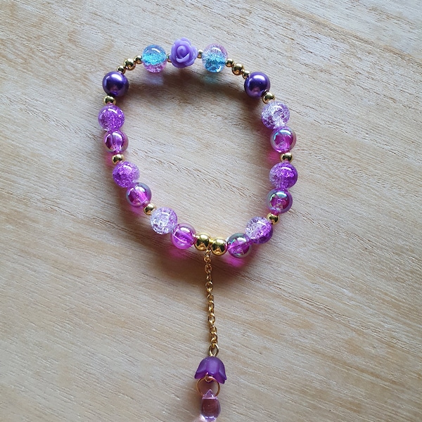 Bracelet élastique de perle "The starry love", pour femme - homme - enfant, en pierre de verre et fausse perle