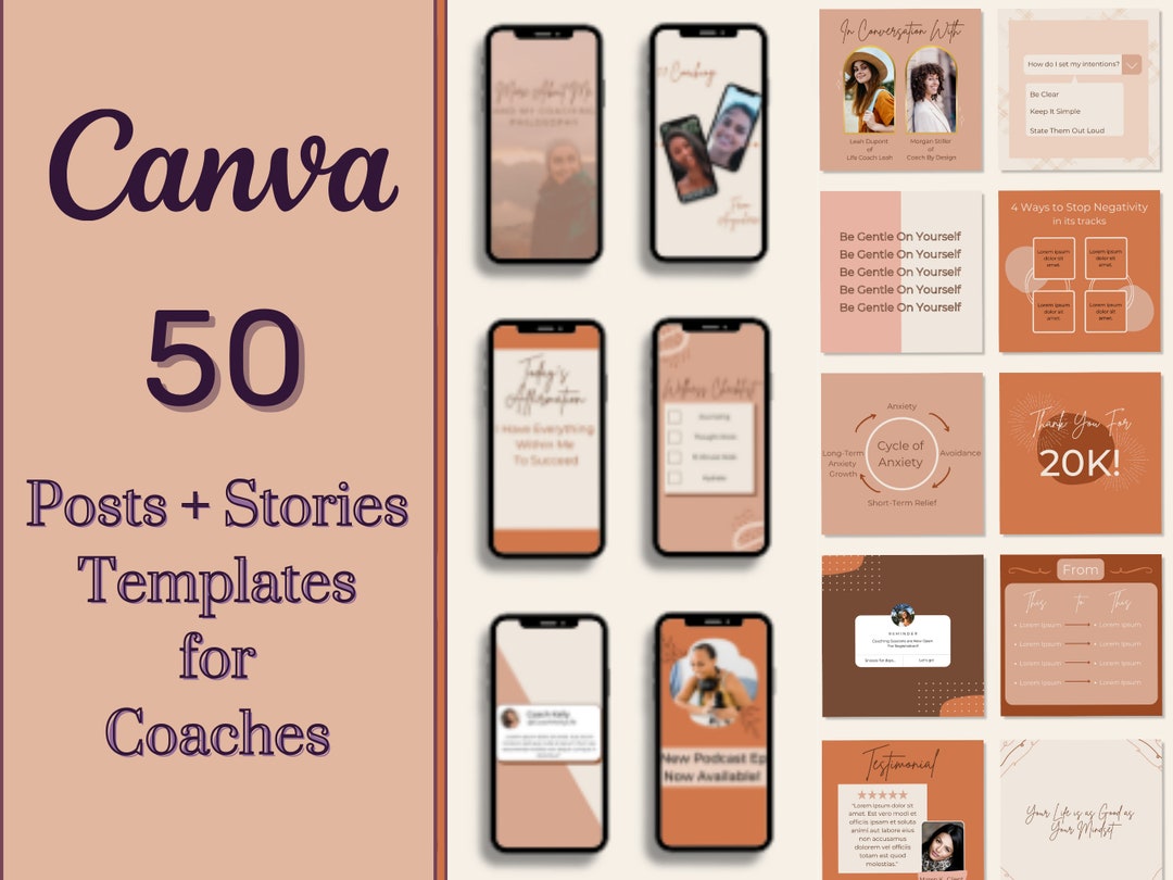 50 Canva Templates for Coaches, Instagram Post, Instagram Stories ...