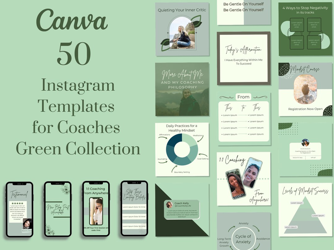 Coaching Instagram Templates for Canva, 50 Social Media Templates ...
