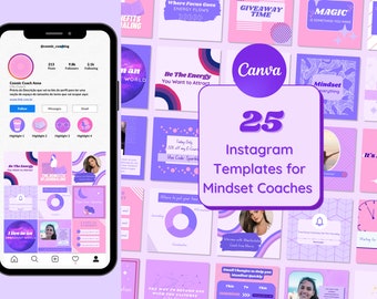 25 plantillas de Canva para entrenadores, entrenamiento de mentalidad, plantilla de publicación de Instagram, plantillas para pequeñas empresas, plantilla de blogger, citas positivas