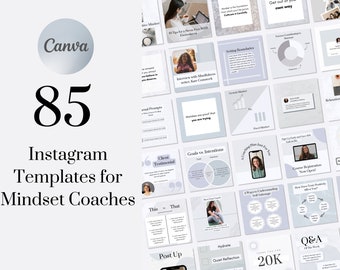 85 plantillas de Canva para entrenadores, entrenamiento de mentalidad, publicación de Instagram, historias de Instagram, aspectos destacados de Instagram, plantilla de Blogger, kit de marca