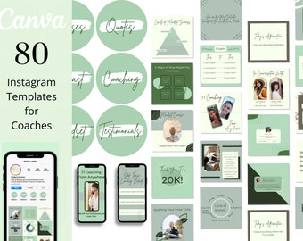 Coaching Instagram Templates, 80 Canva Templates, Instagram Stories, Instagram Post, Instagram Highlights Cover, Branding Kit, Blogger Theme
