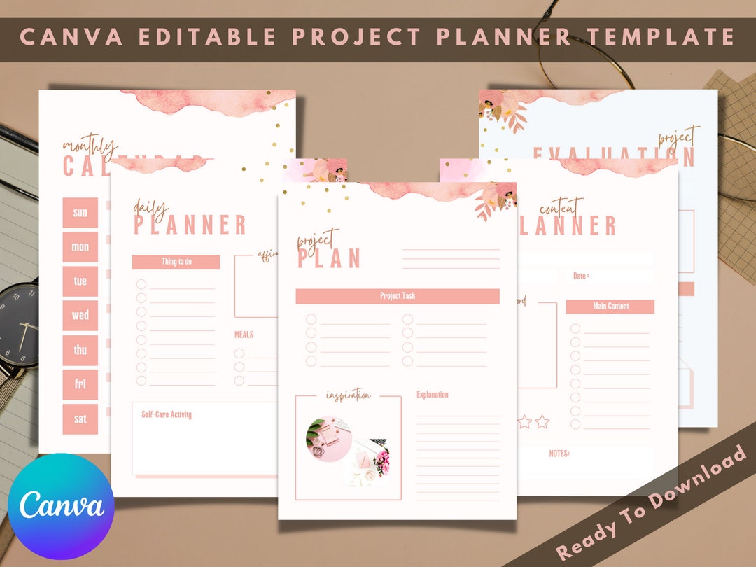 Project Planner Template, Canva Editable Template, Digital Download - Etsy