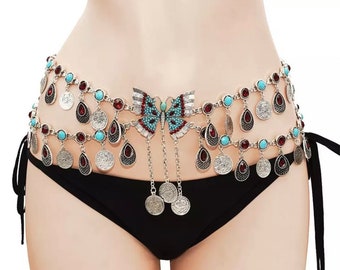 Fashion Gypsy Boho Hippie Belt Belly Dancer Waist Chain Beach Body Jewelry 
