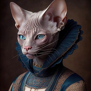 Victorian Gothic Steampunk Animals and Creatures Art, Victorian Lady Sphinx Cat Ai Art, Elegant and Cheeky Home Wall Decor Gift Idea