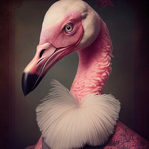 Victorian Gothic Steampunk Flamingos Art, Victorian Flamingo 2 Ai Art, Elegant and Cheeky Home Wall Decor Gift Idea