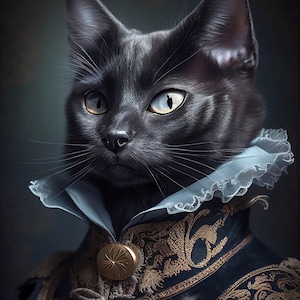 Victorian Gothic Steampunk Animals and Creatures Art, Victorian Black Cat 3 Ai Art, Elegant and Cheeky Home Wall Decor Gift Idea