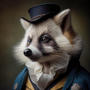 Victorian Gothic Steampunk Animals and Creatures Art, Victorian Mixed Fox Ai Art, Elegant and Cheeky Home Wall Decor Gift Idea