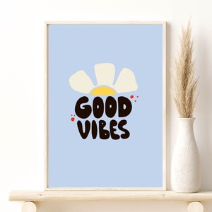 Good Vibes Pop Art Poster, Good Vibes Print Digital Download, Retro Wall Art, 80s 90s Poster, Home Wall Decor Gift