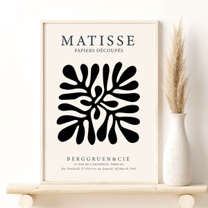 Matisse | Black Floral CutOuts Art Poster, Digital Download, Minimalist Floral Wall Art, Museum Art Print, Wall, Home Decor Gift